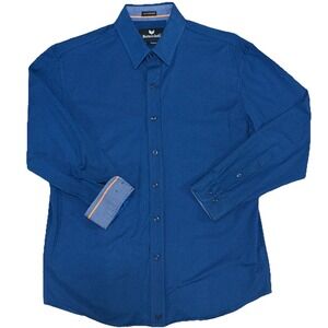 Buttercloth‎ Shirt Blue Icy Cotton Flip Cuff Button-Up Regular Fit Large Shirt